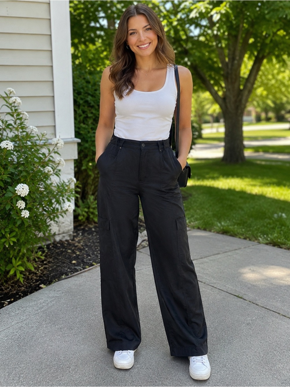 Sam Edelman Black Satin Cargo Wide Leg Pants Size 10